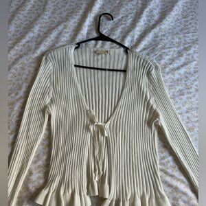 It's Our Time Cream Ribbed Knit Top